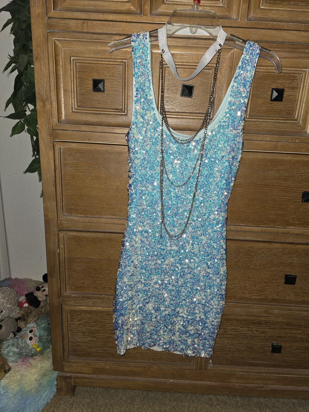 Hot & Delicious Sparkle Aqua Sequin Mini Dress